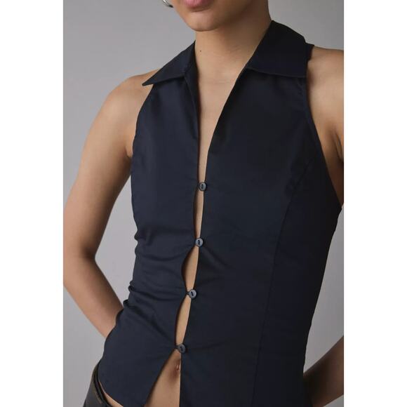 S Urban Outfitters Party Girl Cotton Blend Black Vest NWT - Picture 2 of 8